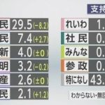 【NHK世論調査】各党支持率 自民急落30％下回る　立憲は+2.7で一人勝ち